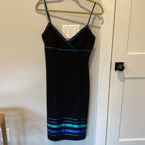 Vintage Adrianna Papel boutique black and turquoise strappy dress beautiful